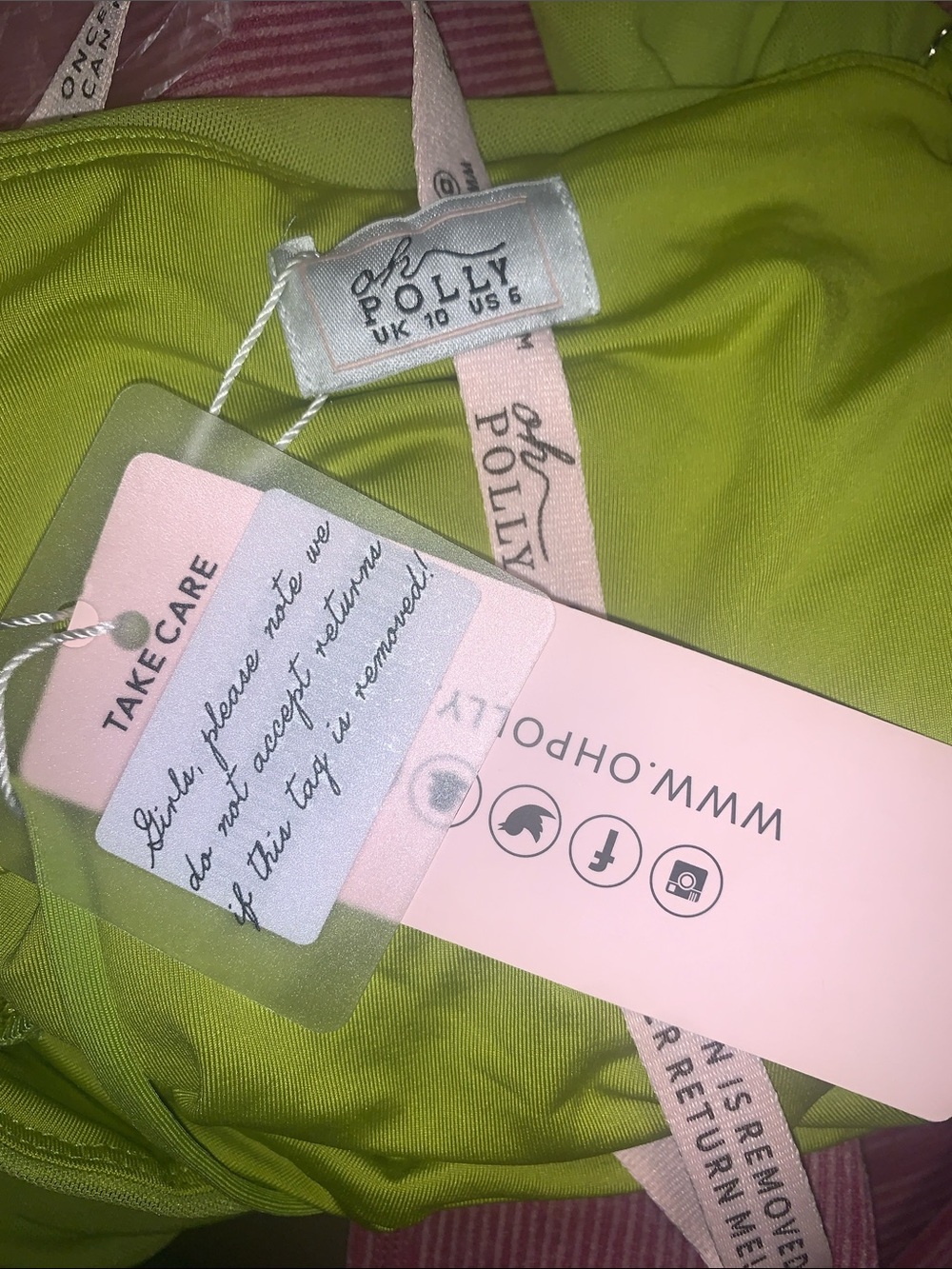 Oh Polly Lime Green Off-Shoulder Bodycon Mini Dress - Picture 5 of 5